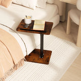 YUHFERA Sofa Armrest Tray Table for Couch - 360° Swivel Height Adjustable End for Small Spaces, Snack Side Table for Bed or Chair with Phone & Tablet Slot (Rustic,Standard) YUHFERA