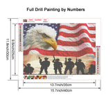 Maripabon 5D Painting by Numbers Kits National Flag Eagle Military Full Diamond DIY Round Diamond Art Kits Patriotic Pictures Art for Home Wall Decor,15.7x11.8 inch Maripabon