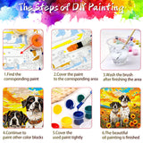 Yunnuo Dog Paint by Numbers Kit for Adults Beginners,Sunflower Acrylic Adult Paint by Number Kits on Canvas, Animals and Sunset Digital Oil Painting by Numbers for Home Decor Gifts 16"x20" Yunnuo