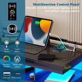 WOOVIVS 39.4" Modern LED Sideboard Buffet Cabinet with Charging Station, High Glossy Cupboard with Motion Sensor Light, Coffee Bar Storage Cabinet with Acrylic Panel for Living Room, Kitchen (Black) WOOVIVS