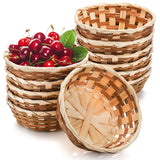 Nicunom 12 Pack Round Gift Baskets, Bamboo Small Bread & Fruit Baskets, 7" Woven Bread Roll Baskets, Food Serving Baskets, Food Storage Basket for Kitchen Restaurant Display Decor Nicunom