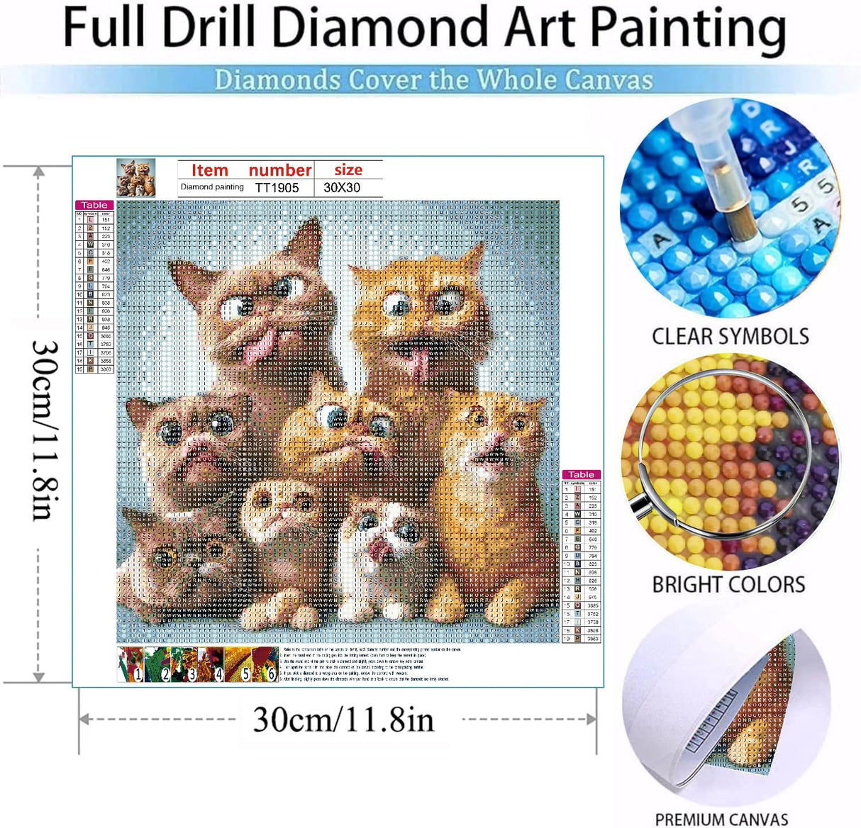 MOMDEDP Cat Diamond Painting Kits for Adults, Cat Diamond Art Kits for Beginners, 5D DIY Animal Diamond Dot Art, Full Drill Gem Craft for Home Decor 12x12 inch MOMDEDP