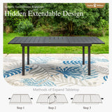 Sophia & William 9 Pieces Patio Dining Set for 6-8 People, Expandable Rectangular Metal Outdoor Table and Rattan Chairs with Cushions, All Weather Patio Table and Chairs Set Sophia & William