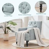 HUIMO Accent Chairs Set of 2, Tufted Club Chair Set of 2 with Lumbar Pillow,Upholstered Button Armchair, Linen Fabric Sofa Chairs for Bedroom, Living Room, Mid Century Modern Reading Chair,Light Blue HUIMO