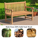 Outdoor Teak Bench, Park Bench for 2 People, Ergonomic Patio Seating, Weather-Resistant and Durable Design, Perfect for Yard, Poolside, or Porch Yardgrace