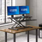 FITUEYES Height Adjustable Standing Desk 36” Wide Sit to Stand Converter Stand Up Desk Tabletop Workstation for Laptops Dual Monitor Riser Black SD309101WB FITUEYES