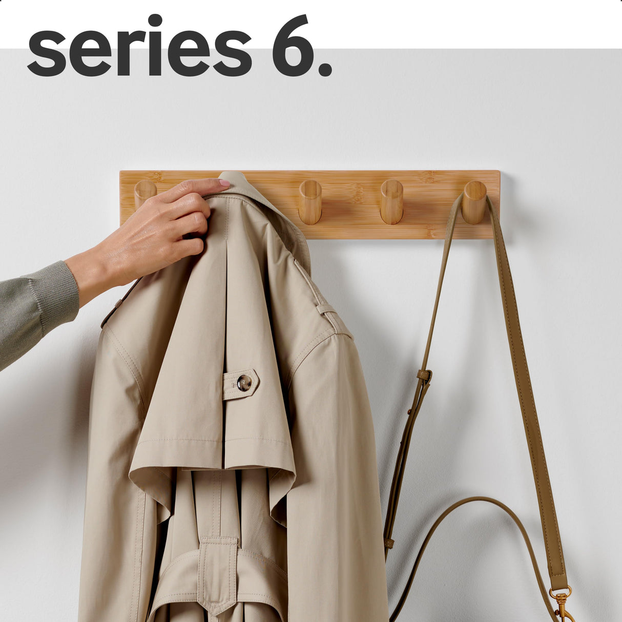 LARHN Wall Mounted Coat Rack, Wooden Wall Coat Rack with 5 Hooks (2-Pack), 16.5″ Wall Hook Rack, Coat Rack Wall Mount - Modern Scandinavian Home Decor - Series 6 LARHN
