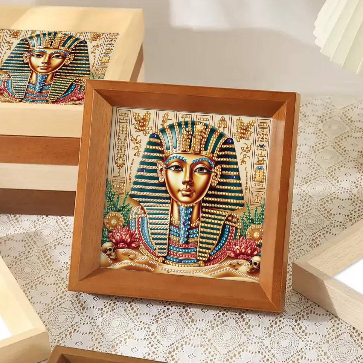 MVVMTOP Diamond Painting Kit, 5D DIY Egyptian Pharaoh, Special Shape Crystal Artificial Diamond Art Partial Mosaic Handicraft for Beginners, Wall Decor Gift for Bedroom, Office, Living Room 6.7x6.7in MVVMTOP
