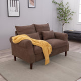 Panana Modern Sofa 54.5" Loveseat Couch with Cushion Back and Arms, 2 Seater Sold Wood Legs Sofa (Brown Linen, Rolled arm) Panana
