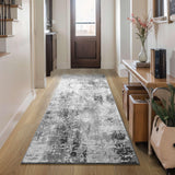 Runner Rug for Hallways Kitchen Runner Rug Non Slip 2'6''x8' Washable Grey Long Runner Rugs with Rubber Backing Soft Abstract Carpet Runner for Entryway, Kitchen, Bedroom, Bathroom Ompaa