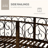 Outsunny 7' Metal Arch Garden Bridge with Safety Siderails, Decorative Arc Footbridge with Delicate Scrollwork S Motifs for Backyard Creek, Stream, Fish Pond, Bronze Outsunny