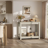 Besiost Small Farmhouse Wood Entryway Table Narrow Console Table with Storage Behind Couch Sofa Table with Shelves Entry Way Table with Open Storage, Easy Assembly, 32" Classical Washed Oak Besiost