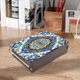 antor DIY Diamond Painting Wooden Storage Box, Floral Geometric Creative Special Shaped Rhinestone Art Flip Cover Jewelry Keepsake Box, Handmade Art Desktop Decorations Gift for Adults antor