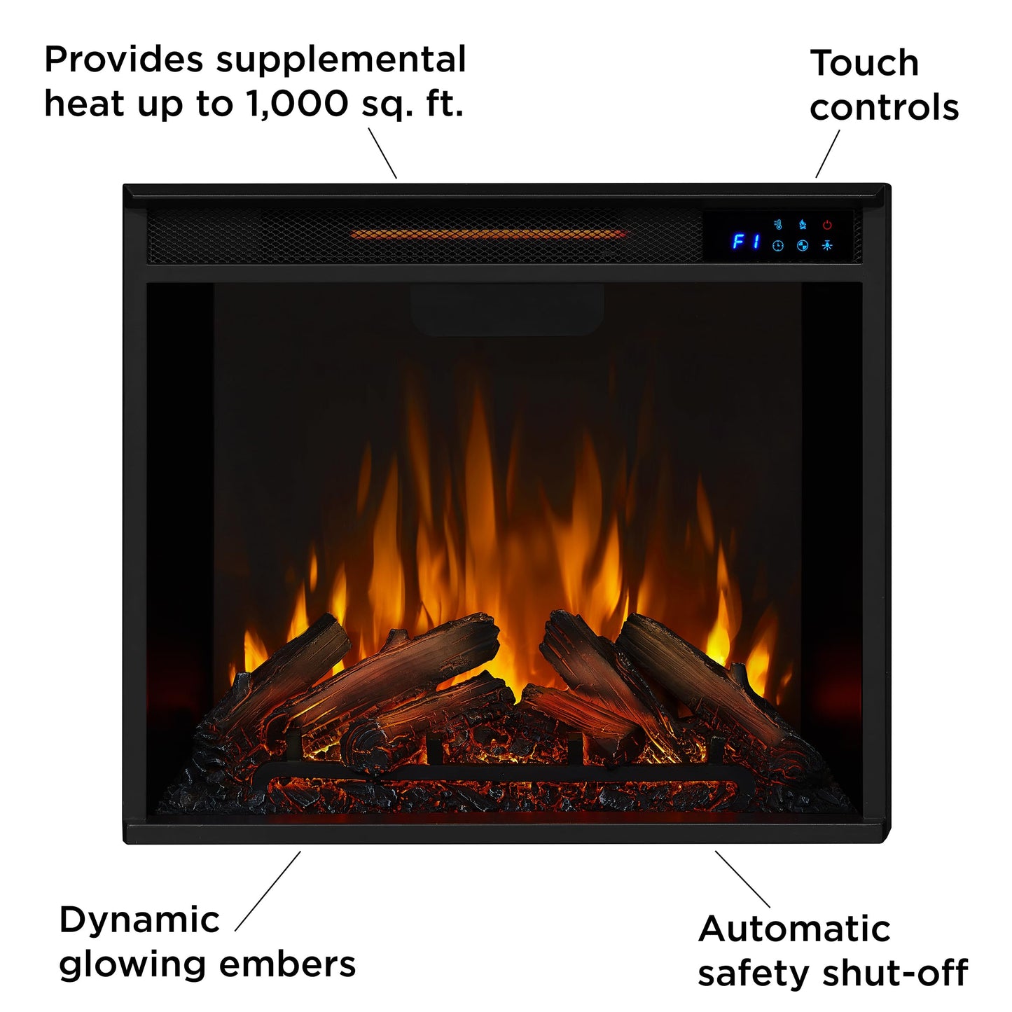 Real Flame Chateau 41" Corner Electric Fireplace with Mantel for Living Room or Bedroom, Replaceable Fireplace Insert Heater, Realistic Log and Flame Effect, Remote Control, Timer.