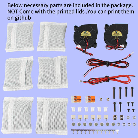 FYSETC 3D Printer Voron2.4 Filter: Nevermore Micro - V6 Activated Carboon Filters Not Include Printed Part with 5015 24V Blower Cooling Fans Hardware Screw Nut for Voron2.4 Switchwire Triden VoronV0 FYSETC