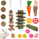 Grddaef 20 PCS Bunny Chew Toys for Teeth, Natural Rabbit Toys Apple Wood Grass Timothy Sticks Chew and Treat for Guinea Pigs Hamster Chinchillas Grddaef