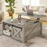 SEDETA 31.5" Lift Top Coffee Table with Storage, Square Coffee Table for Living Room, Farmhouse Coffee Table with Large Hidden Storage Compartment and Adjustable Shelves, Grey SEDETA