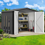 DWVO 8'x6' Large Metal Outdoor Storage Shed, Heavy Duty Tool Storage Sheds for Backyard Patio Lawn - Ideal for Bicycles, Garden Tools, and Lawn Equipment, Easy-to-Assemble, Dark Gray DWVO