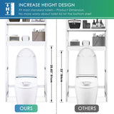 SMIBUY Bathroom Storage Shelf, Bamboo Over-The-Toilet Organizer Rack, Freestanding Toilet Space Saver with 3-Tier Adjustable Shelves (White) SMIBUY