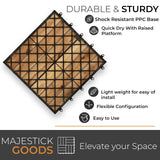 24 Sq Ft Interlocking Deck Tiles Snap Together Wood Flooring - 12 x 12 Acacia Hardwood Outdoor Flooring for Patio - Click Floor Decking Tile, Water Resistant Balcony Flooring, Wooden Parquet Flooring Majestick Goods