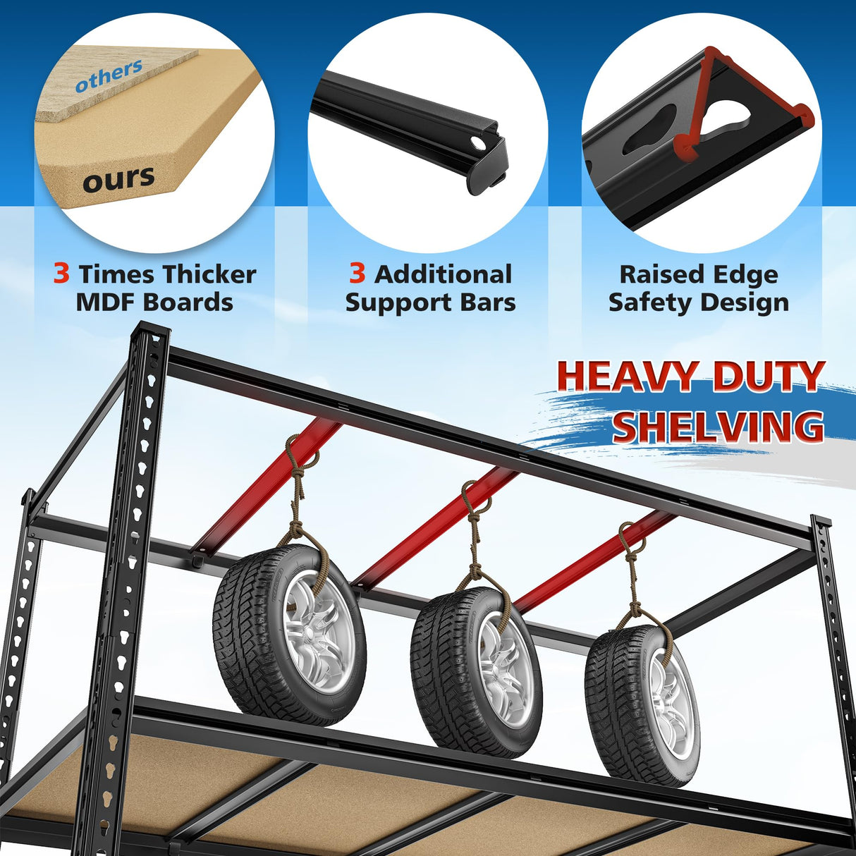 DurayLoly 55" W Storage Shelves, 2040LBS Garage Shelving Heavy Duty, 4-Tier Heavy Duty Shelving, Adjustable Metal Shelving Unit for Garage, Warehouse, Pantry, Kitchen, 55" W × 24" D × 60" H, Black DurayLoly