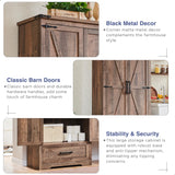 Farmhouse Kitchen Pantry Cabinet - 72" Tall Wood Kitchen Storage Cabinets with Adjustable Shelves & 2 Barn Doors & Drawer, Versatile Storage for Dining Room, Bathroom, Utility Room, Light Brown JXQTLINGMU