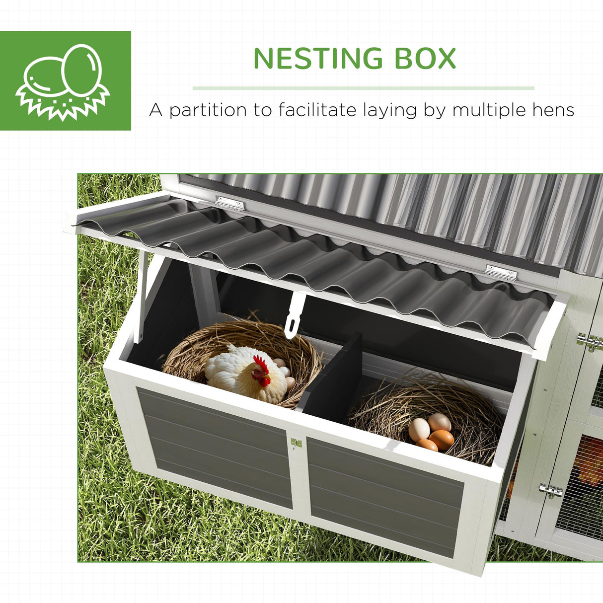 PawHut Chicken Coop with Run, Large Wooden Chicken House with 2 Nesting Boxes, 2 Roosting Bars, Ramp & Tray, Hen House Poultry Cage for 6-8 Chickens, 69" W x 84" x 59" PawHut