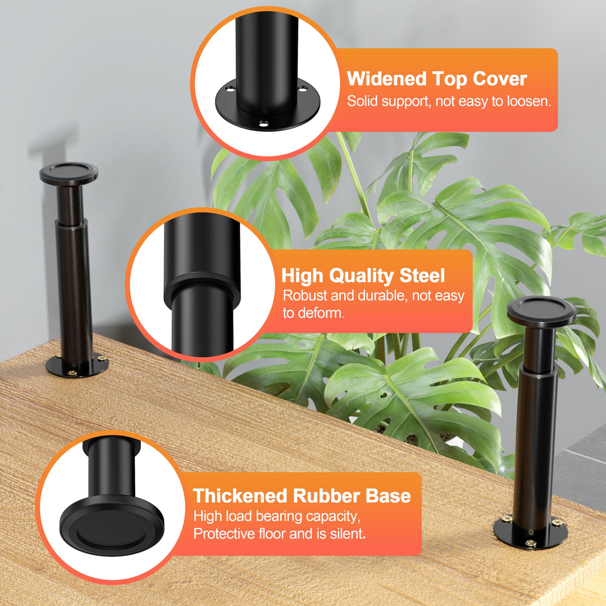 Adjustable Metal Furniture Legs 4-7.87 inch for Sofa, Bed, Chair and Cabinet Support Wlrrcwdttc