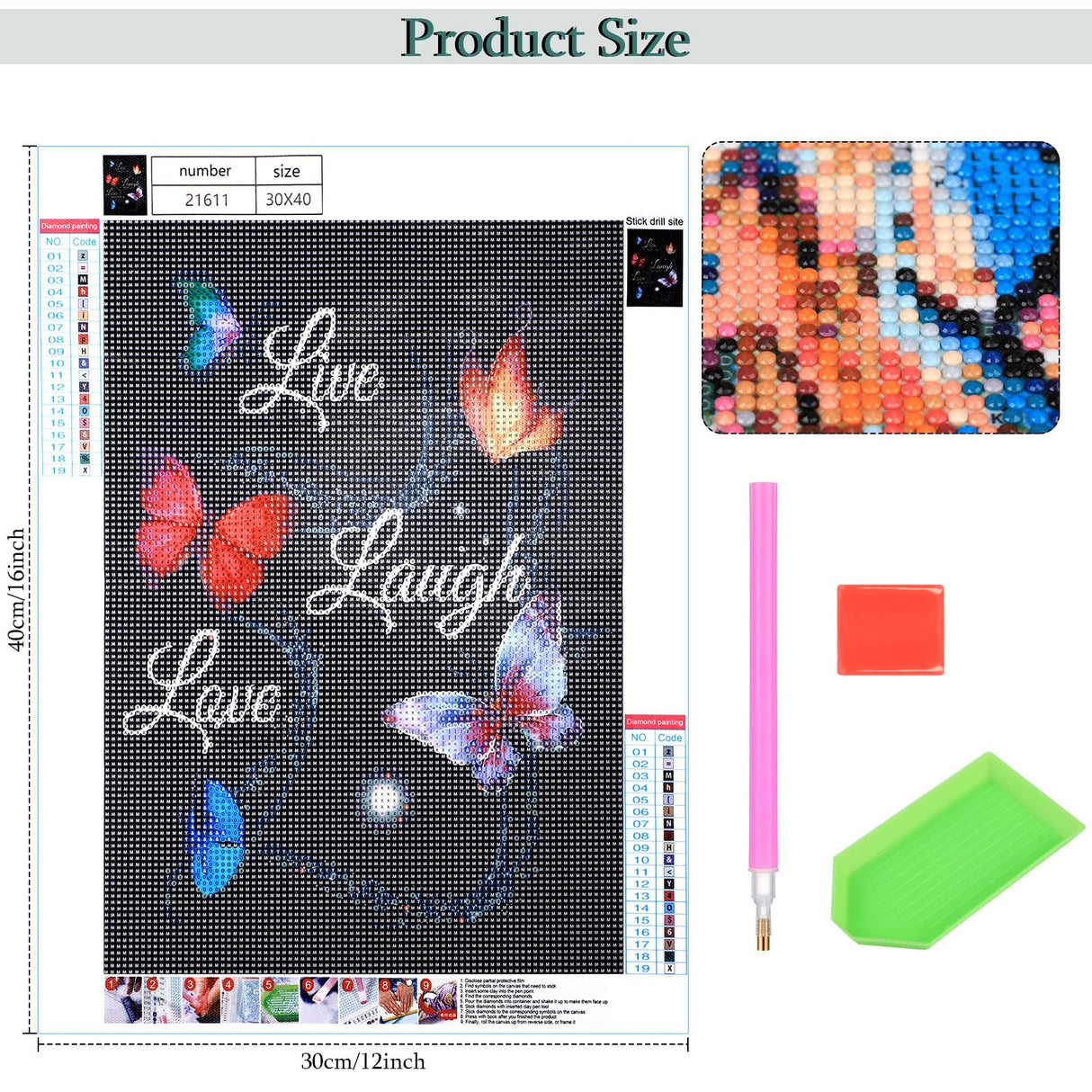 Clabby Diamond Kits for Adults and Beginners Drill Diamond DIY Butterfly Rhinestone 5D Painting for Christmas Home Wall Decor Xmas Present Clabby