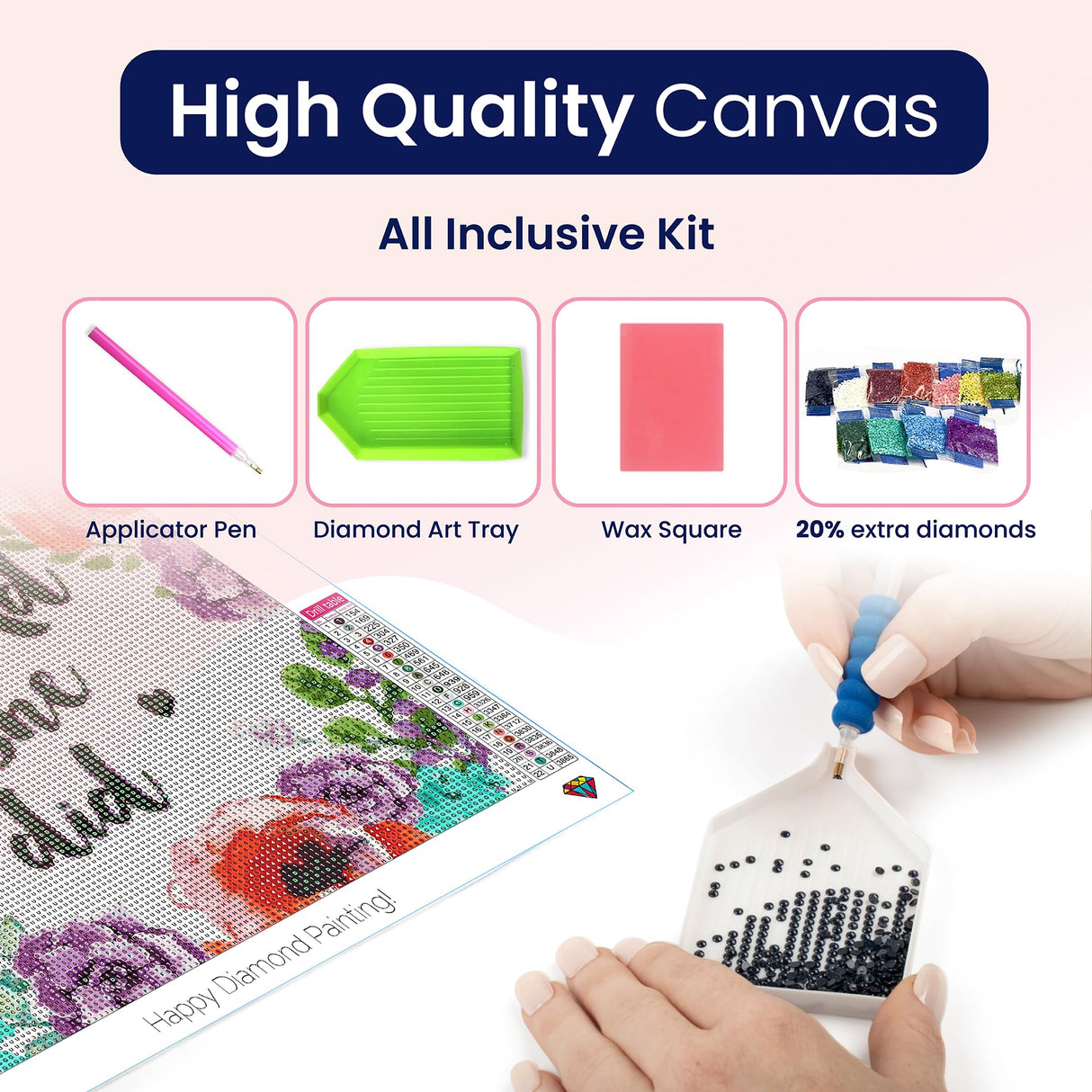 Modern Merch Inspirational Diamond Art for Adults DIY Motivational Quote Wall Art Floral 5D Diamond Painting for Adults, Flowers Cross Stitch Gem Art, Round Drill 12x16 Modern Merch