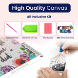 Modern Merch Inspirational Diamond Art for Adults DIY Motivational Quote Wall Art Floral 5D Diamond Painting for Adults, Flowers Cross Stitch Gem Art, Round Drill 12x16 Modern Merch