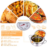 cuomaop Deep Fryer Pot, 304 Stainless Steel Japanese Frying Pot with Oil Drain, Temperature Control and Lid, Tempura Deep Fryer Pot for Kitchen Stove/Induction Cooker French Fries Fryer Chicken 9.4" cuomaop