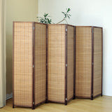 Pawlabay 6 Panel Room Divider Screen,5.6 FT Tall Bamboo Room Divider Folding Privacy Screen,Freestanding Room Divider for Room Seperation,Brown PawlaBay
