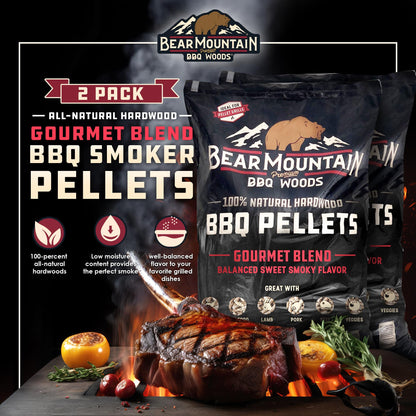 Bear Mountain 2-Pack Gourmet Blend Wood Pellets for Smoker, Grill & BBQ, 20 Lbs