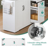 YITAHOME Kitchen Island with Stainless Steel Top, 54" Drop Leaf Kitchen Island with Storage, Rolling Carts with Pull-Out Cabinet, 3 Tier Slide Out Drawers & Shelves, 2 Doors Storage for Dining,White YITAHOME