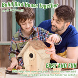 Bird Houses for Outside to Build, DIY Birdhouse Kit with Paint Set, Wooden Bird House with Feeder Trough, Natural Woodworking Kits for Kids and Adults Bird Nest WIZGSZ