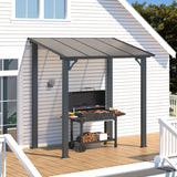 AECOJOY 8' x 5' Gazebo Outdoor Pergola for Patio, Lean to Hard Top Grill Gazebo Shelter Pergolas and Gazebos Clearance with Roof, Small Wall-Mounted Heavy Duty Awnings for Patio, Decks, Backyard AECOJOY