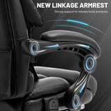 Massage Office Chair with Foot Rest,3D Kneading & Heat Executive Office Chairs,Big and Tall Leather Office Chair 500LBS,Ergonomic Desk Chair for Heavy People,Recliner with Dual-Use Pillow,Black BLISNEST