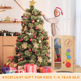 JUZBOT Toddler Tower, Foldable Toddler Kitchen Stool Helper with 2 Step Stool, Wooden Toddler Stool with Safety Net, Adjustable Height, Chalk-Whiteboard& Montessori Activity Games JUZBOT