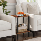 TUTOTAK End Table, Set of 2, Side Table, Nightstand, 2-Tier Storage Shelf, Sofa Table for Small Space, Living Room, Bed Room TB01BB035 TUTOTAK
