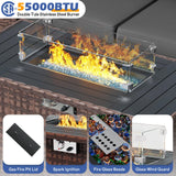 ELPOSUN 7 Pieces Outdoor Patio Furniture Set with 44" Fire Pit Table Brown Rattan Sectional Sofa Conversation Sets for Balcony Lawn and Garden (Gray, 7 pcs w/Fire Table) ELPOSUN