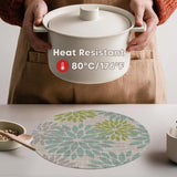 Artoid Mode Light Green Dahlia Plastic Round Placemats Set of 4, 14 Inch Seasonal Wipeable Woven Vinyl Table Mats for Farmhouse Party Kitchen Dining Decor Artoid Mode