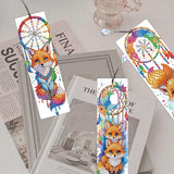 TDFERAN 4PCS Diamond Bookmarks Dreamcatcher Fox Diamond Painting Kits with Tassels Pendants DIY Rhinestones Paint Bookmark for Writers Readers Funny Bookmarks Colored Gem Animal Bookmark TDFERAN