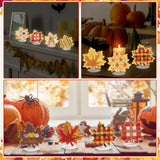 DoubleFill 9 Pcs Luminous Thanksgiving Diamond Painting Tabletop Decor Double Sided Fall Maple Leaf Diamond Art Kits for Adults Glow in The Dark Thanksgiving Centerpieces for Table Desktop DIY Crafts DoubleFill
