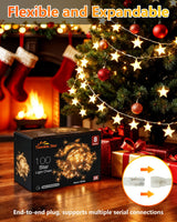Twinkle Star 100 LED Star String Lights, 33FT Plug in Fairy String Lights Waterproof, Extendable for Indoor, Outdoor, Wedding Party, Christmas Tree, New Year, Ramadan, Garden Decoration, Warm White Twinkle Star