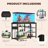 GRLEAF 55-75 Gallon Aquarium Stand: 1200LB Capacity, Built-In Power Outlets, 3-Tier Shelves for Fish Tank Accessories Storage, Heavy-Duty Steel/Wood Hybrid for Fish & Reptile Tanks | Excludes Tank GRLEAF