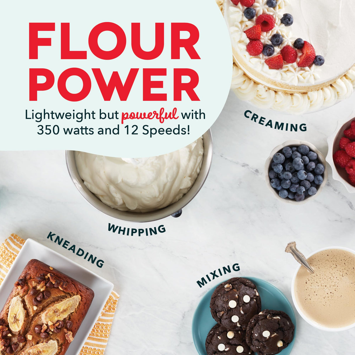 DASH Tilt-Head 3.5qt Stand Mixer 12 Speeds with Paddle, Dough Hook, and Whisk Attaachments - Cream DASH