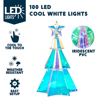 Joiedomi 15 in Prismatic Iridescent Christmas Tree Light Decorations, Prismatic Christmas Decor, 100 LED Cool White Lights for Indoor Holiday Décor, Christmas Eve Night Décor