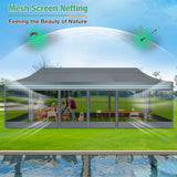 COBIZI 10x30 Canopy Tent, Heavy Duty Pop up Canopy with Sidewalls, Waterproof Easy Setup Canopy with Mosquito Netting, Outdoor Instant Screen Tents for Parties, Wedding with Roller Bag, Gray COBIZI