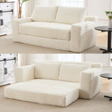GNIXUU Corduroy Cloud Loveseat Sofa, 2 in 1 Convertible Sleeper Sofa with Fixed-Shape Frame, Comfy Folding Boneless Love Seat Couches for Living Room, Apartment, Small Spaces Beige GNIXUU